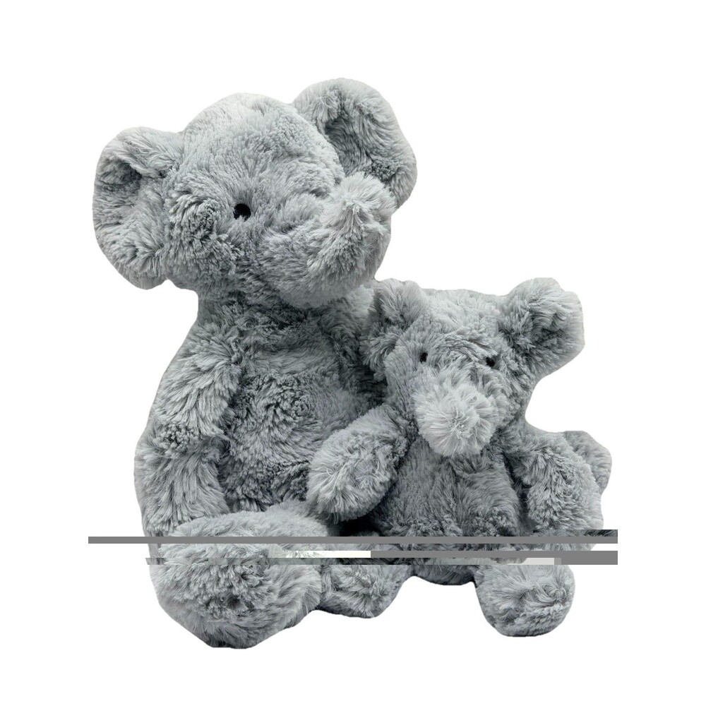 Cloud Island Mother Elephant Plush W/ Baby Elephant Gray Plush Rattle Set Target
